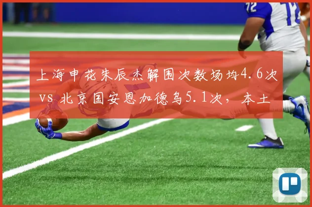 上海申花朱辰杰解围次数场均4.6次 vs 北京国安恩加德乌5.1次，本土中卫与外援防守数据对比